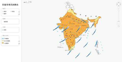 印度冬季风和降水分布
