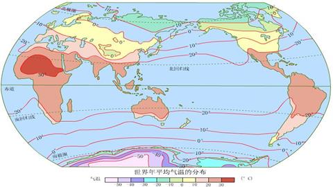 世界年平均气温的分布