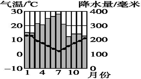 安第斯山脉南段东西两侧气候示意