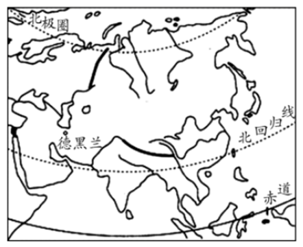 亚洲地理位置示意图