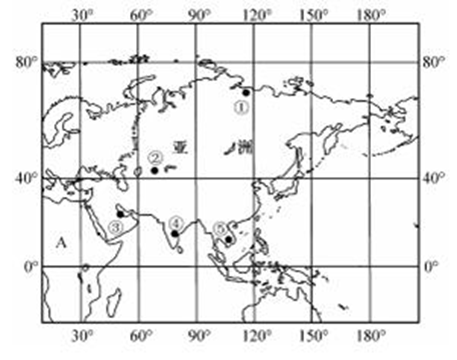 亚洲地区示意图