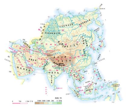 亚洲地形图
