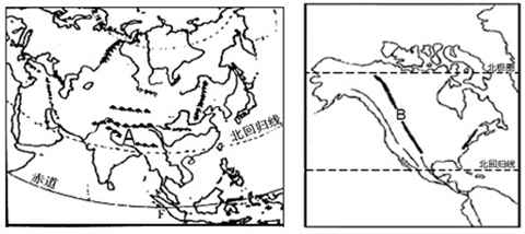 亚洲和北美洲地形图