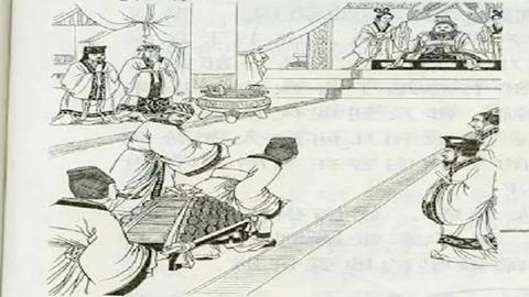 图片东方朔向汉武帝上奏本的情形