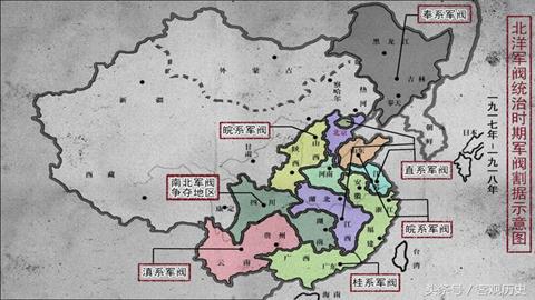 图片北洋军阀统治时期军阀割据示意图