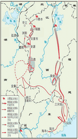 图片南昌起义秋收起义井冈山会师示意图