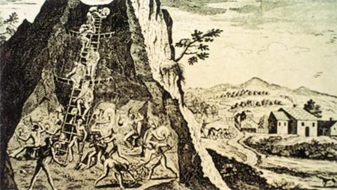 图片印第安人被迫在银矿劳动