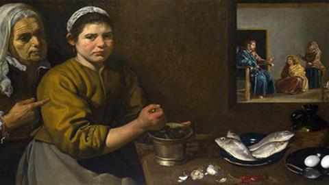 图片委拉斯贵支—基督在玛利亚和玛莎家中的厨房场景