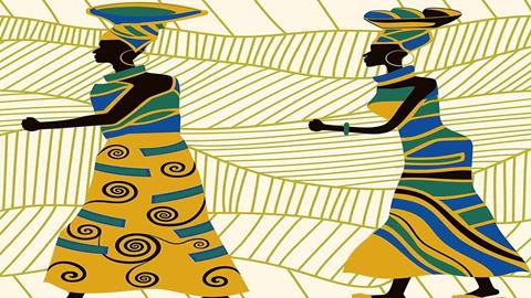 图片顶着盘子的女人