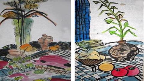 图片学生作品_水墨花
