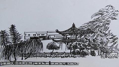 图片《手绘线条图像——物象空间的表达》图片：公园一角