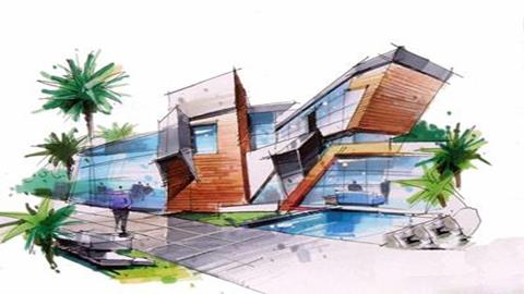 图片《手绘线条图像——物象空间的表达》图片：绘画街道