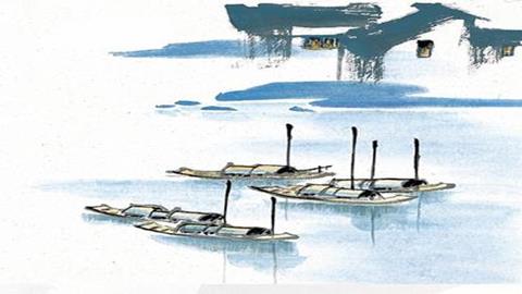 图片《中国山水画》图片：五艘小船