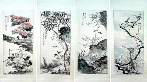 图片《中国画的形式美》图片：中堂——四君子