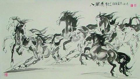 图片《三位中国美术家》图片：徐悲鸿_八骏图