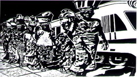 图片单色木版画