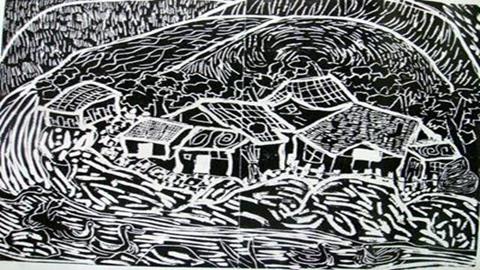 图片学生作品_吹塑纸版画