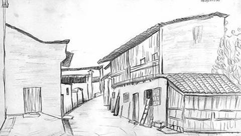 图片《速写练习》图片：学生速写画廊-皖南古村落