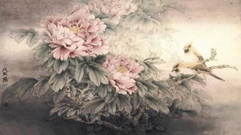 图片《工笔花卉》图片：雾中牡丹