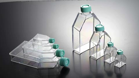 图片人的皮肤细胞置于培养瓶中培养