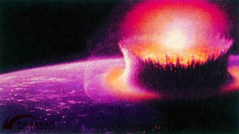 图片小行星撞击地球（想像图）